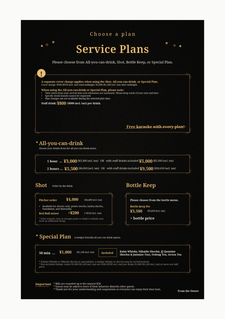 bar lunora english menu a4